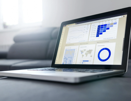 Laptop Displaying Several Business Graphs